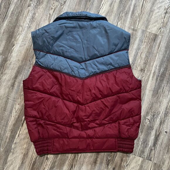 Vintage 80s JCPenney Active Sportswear Puffer Vest Burgundy Gray Korea L - Picture 2 of 5